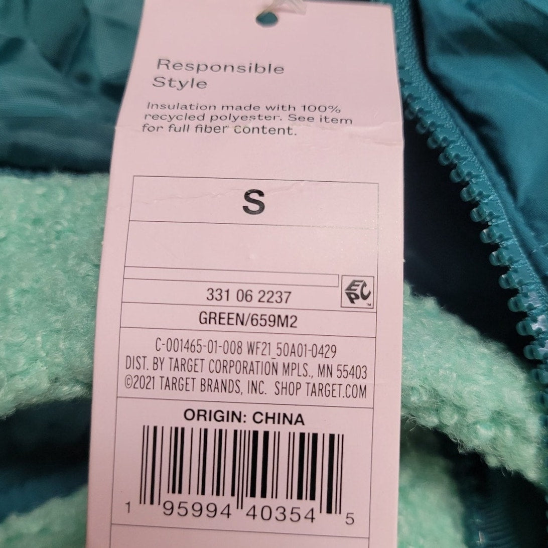 Women's Oversized Puffer Vest, Wild Fable, Green Color Block, Small (4-6)