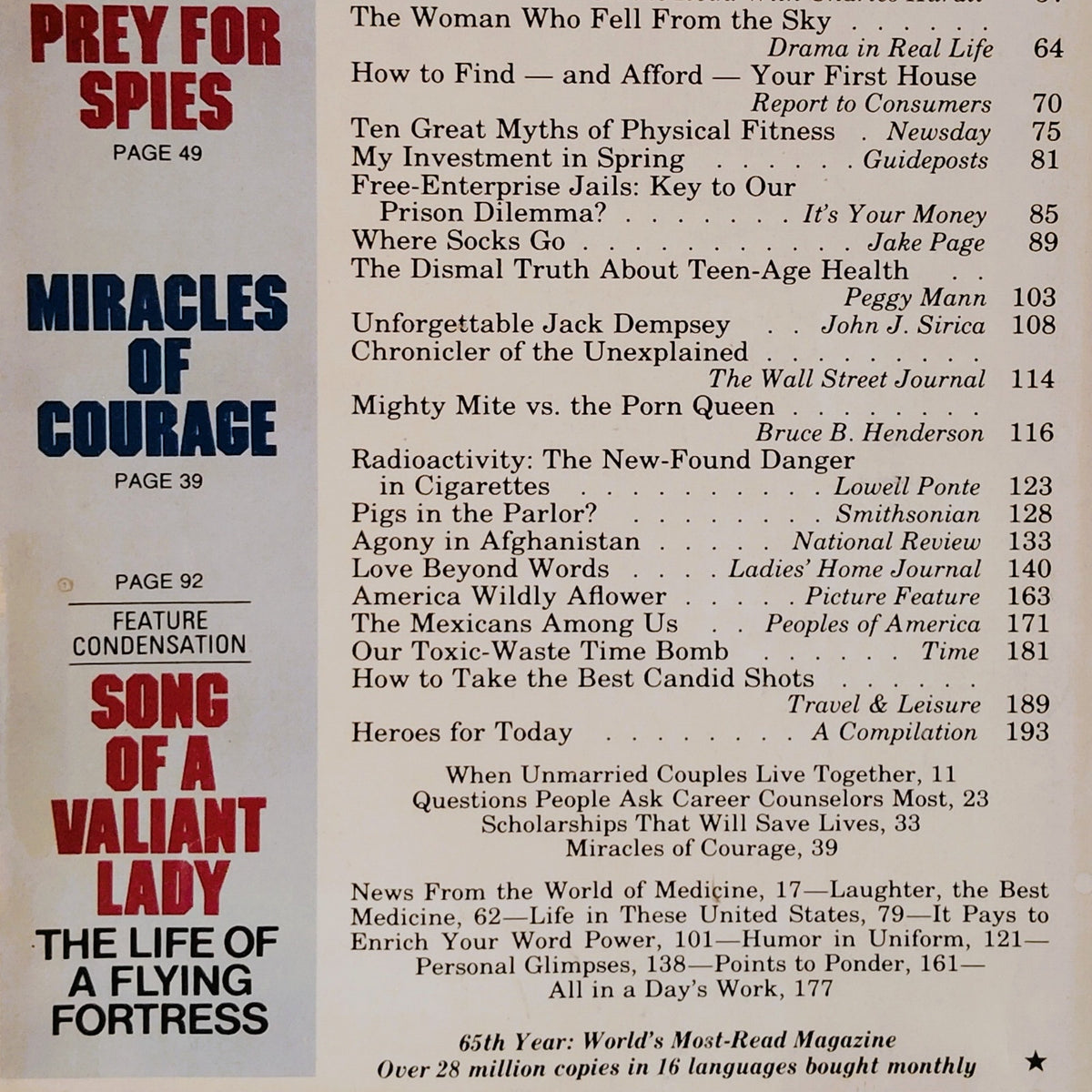 Reader's Digest March 1986 Magazine - Why We Are Easy Prey for Spies Vintage