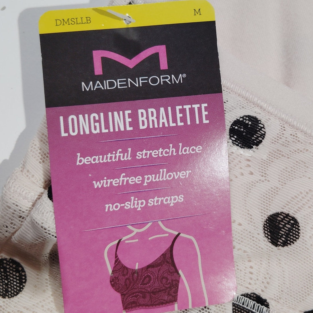 Maidenform All Over Lace Longline Bralette DMSLLB – Modern Dot Sandshell, Medium