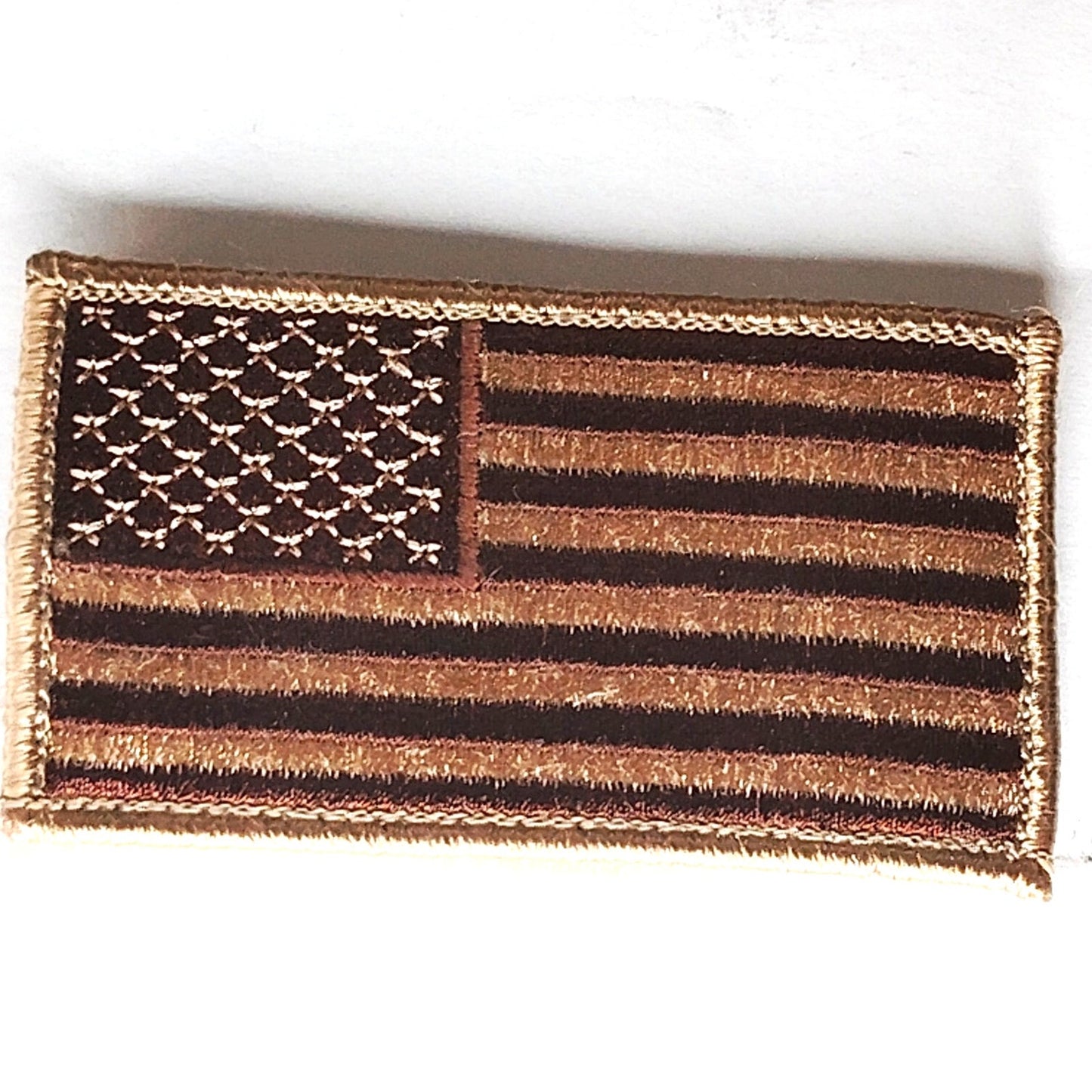 US Flag Patch Std Orientation Subdued Coyote Brown Black Hook Back 3-3/8"x1-7/8"