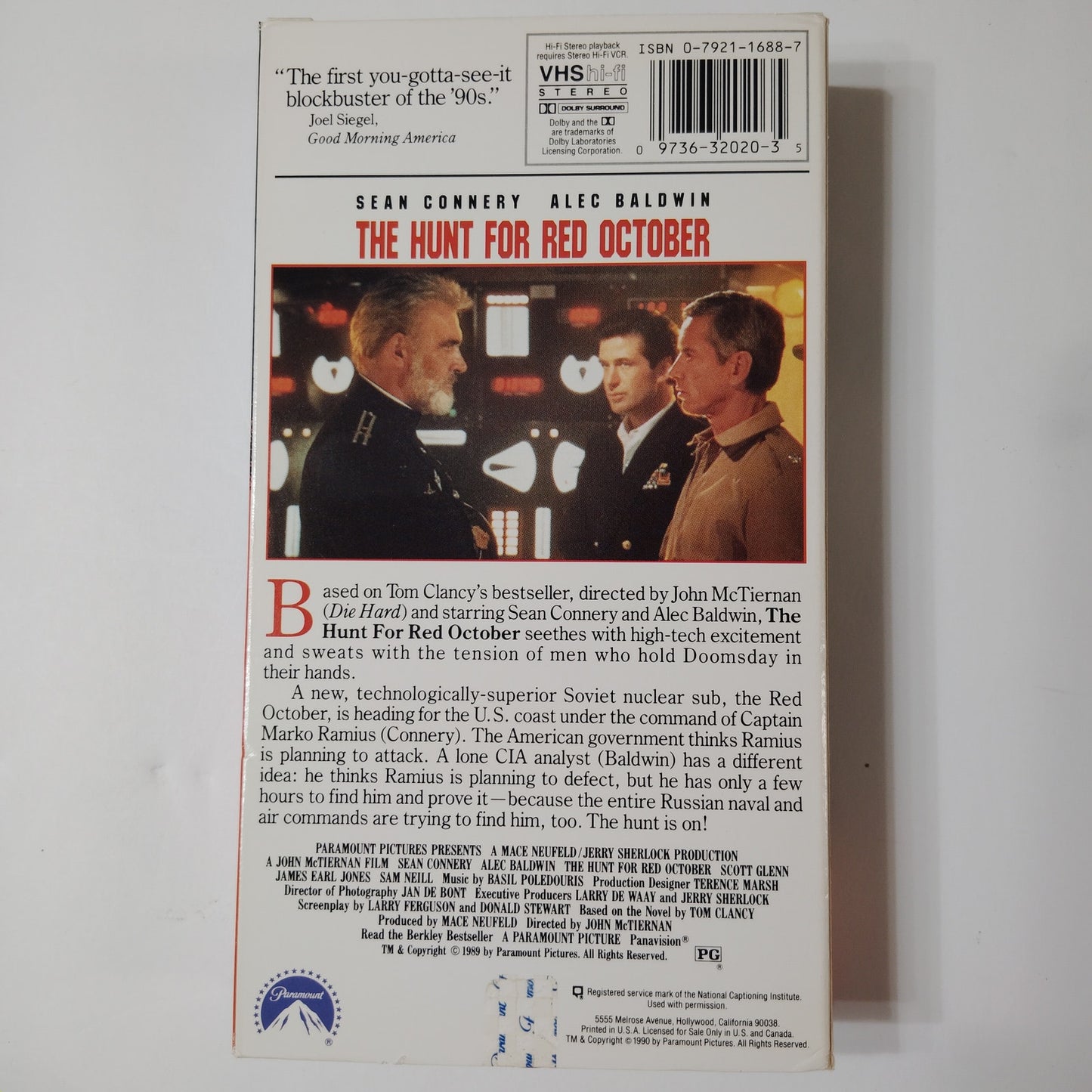 The Hunt for Red October VHS 1990 Alec Baldwin Sean Connery Paramount Thriller