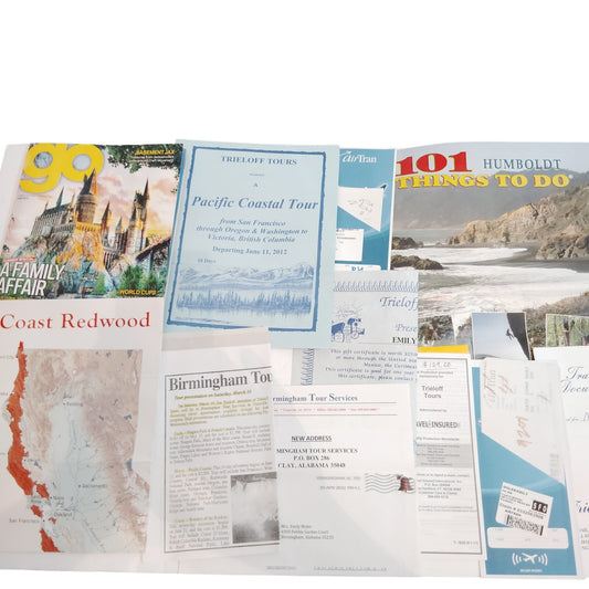 Mom's Pacific Coast 2012 Travel Ephemera Collection - Multi-color Vintage Paper
