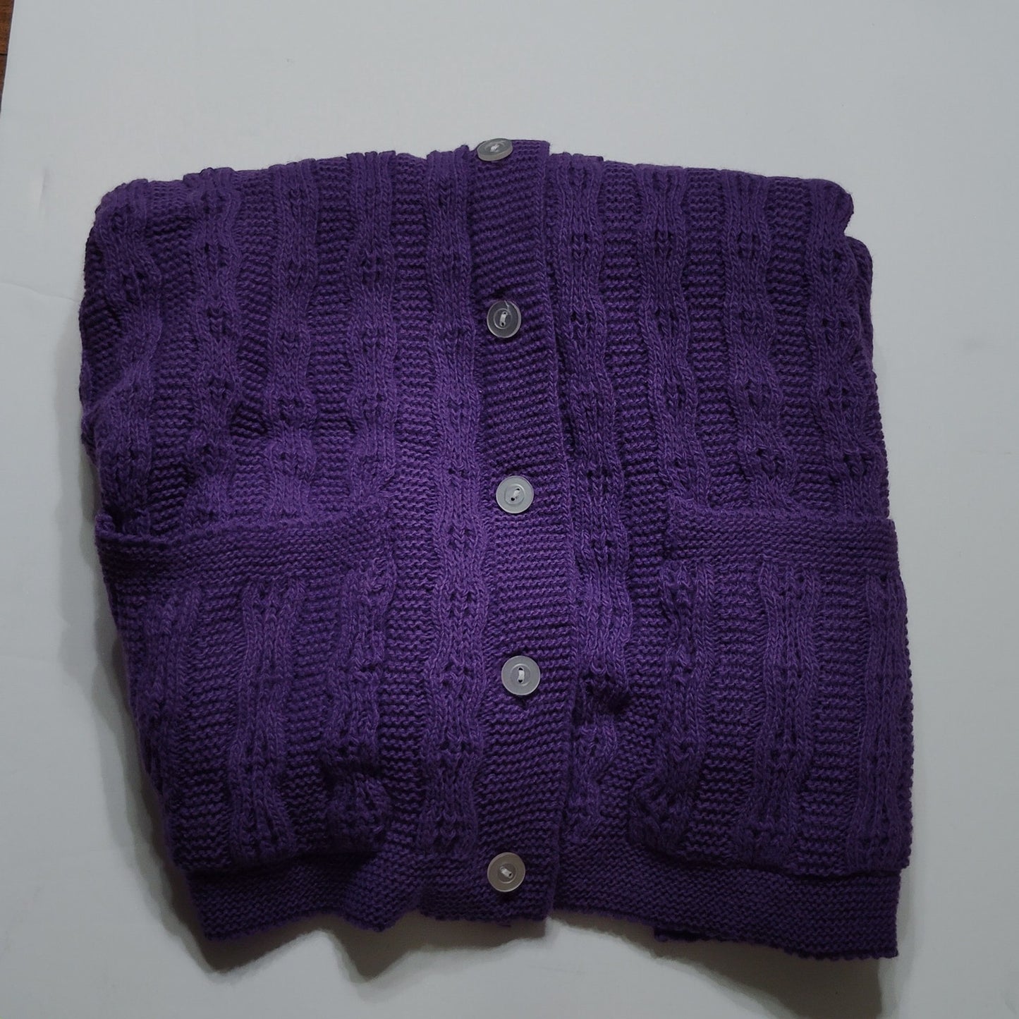 Gabriel New York Dark Purple Button‑Down Sweater 100% Acrylic Size Large NEW