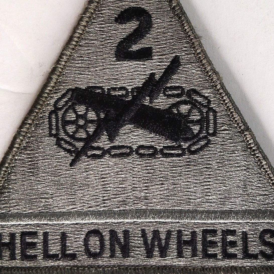 Army 2nd Armored Hell on Wheels ACU Embroidered Patch Subdued 3‑7/8 ×4 Hook Back