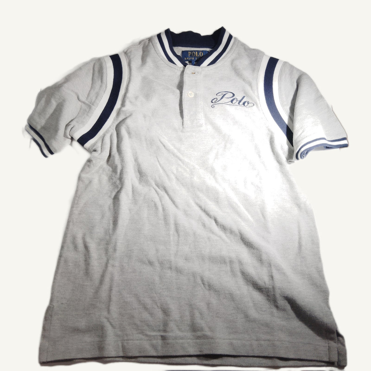 Polo Ralph Lauren Boys Gray Tigers Graphic Baseball Polo Shirt Size 8 Pique