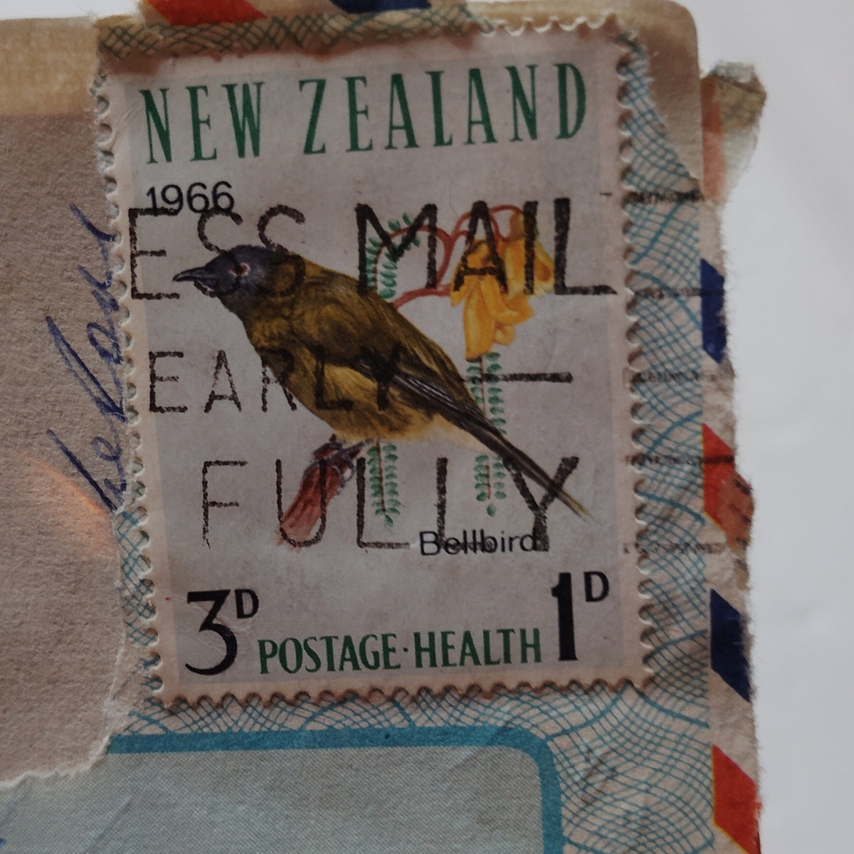 1966 New Zealand Aerogramme Cover Bellbird Health Stamp Airmail to USA