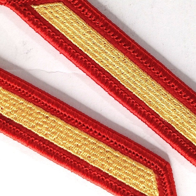 USMC Service Stripe Hashmarks Novelty Patch Gold on Red 4" × 3/4" Sew‑On Pair