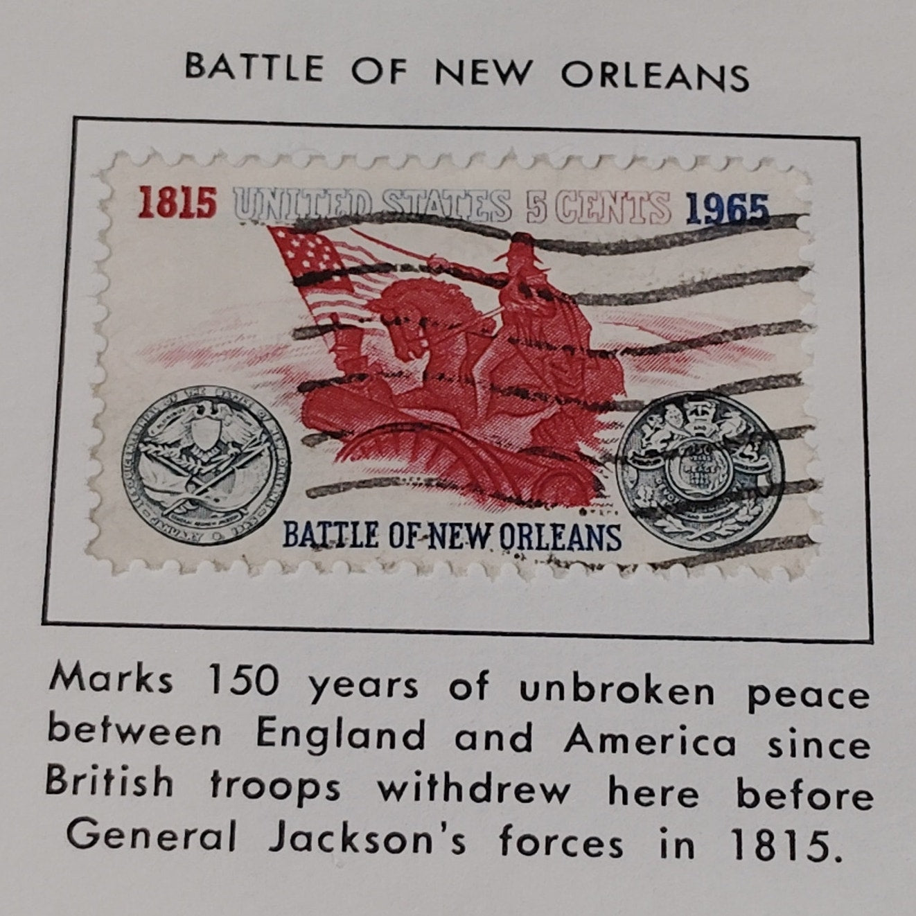1965 Scott #1261 – 5¢ Battle of New Orleans / 150th Anniversary – Canceled