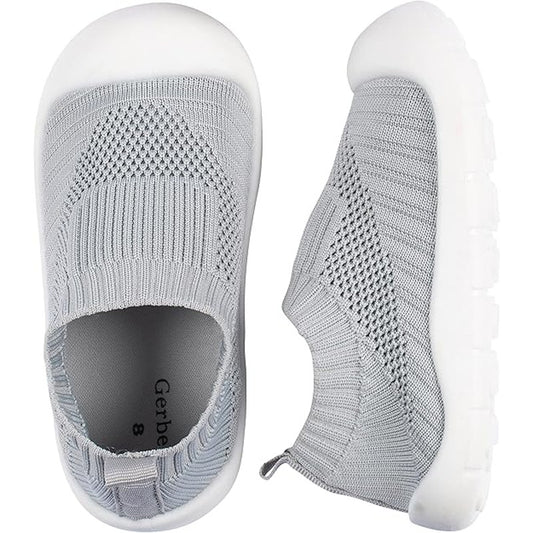 Gerber Baby/Toddler Grey Knit Slip-On Sneaker – Unisex, Size 11