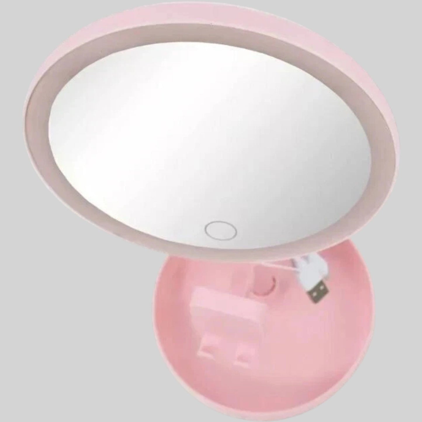 LED Makeup Mirror with Phone Holder and Storage Cup, Pink, Model #234-10-7298