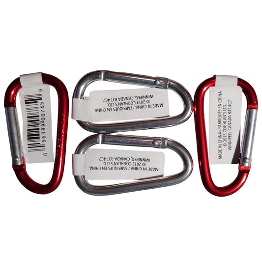 Coghlan’s 4-Pack 8mm Mini Carabiners 2 Red & 2 Silver Not for Climbing