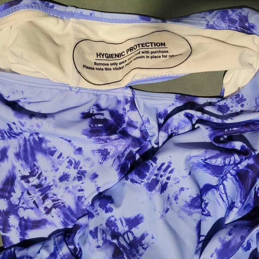 Daci Blue Tie Dye, One Piece High Waisted Tummy Control Cutout Lace up 14W Plus