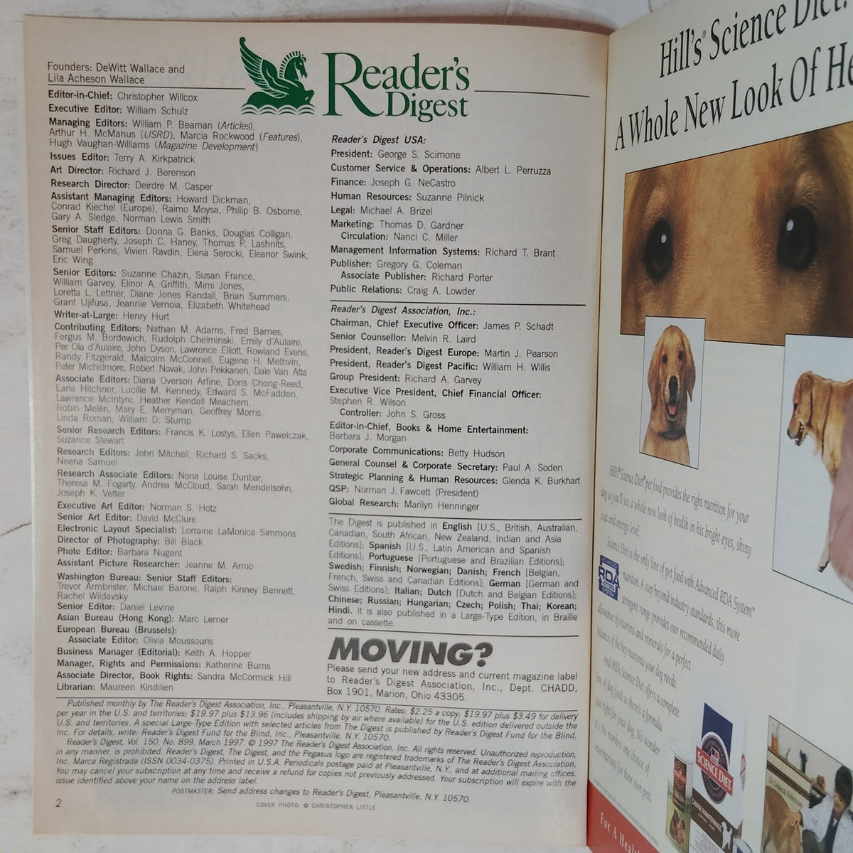Reader's Digest Magazine March 1997 Vintage 1990s Back Issue Collectible