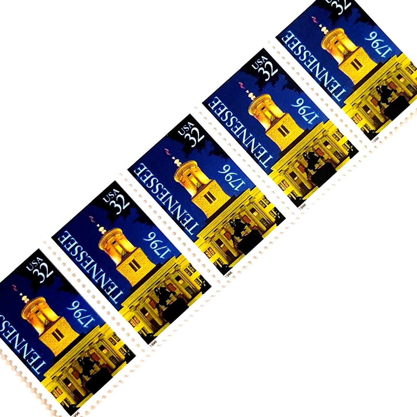 Horizontal Strip of 5 – 1996 USA 32¢ Tennessee Statehood MNH Scott 3067, Capitol