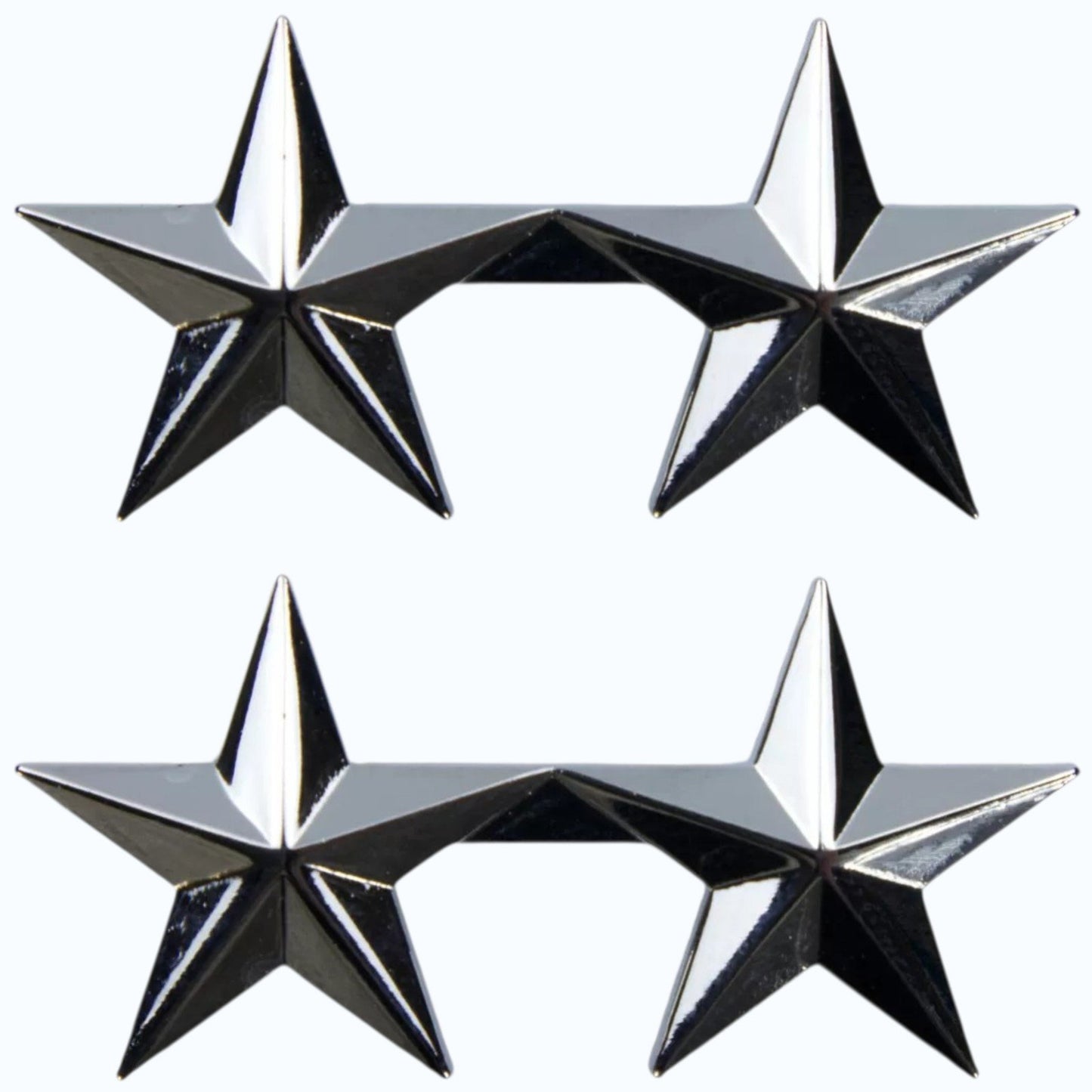 Major General 2‑Star Rank Novelty Hat Lapel Pins Set, Silver Tone, 2" × 1" Each