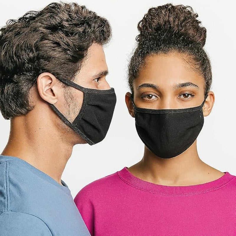 Hanes 100% Cotton Adult Face Mask 10‑Pack Black Unisex
