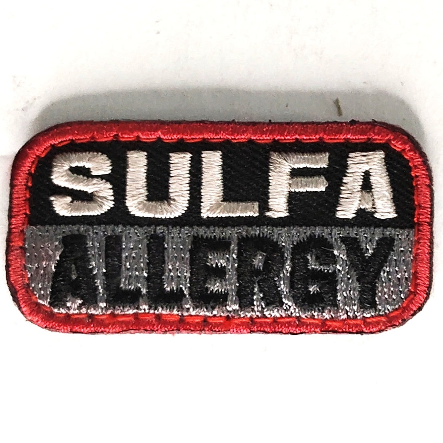 Sulfa Allergy Novelty Patch Medical Alert 2" × 1" Hook Back, Embroidered