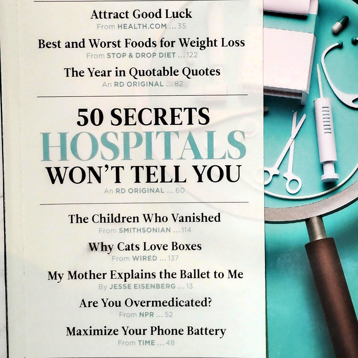 Reader's Digest February 2016 Back Issue Vol 187 No 1117 Hospital Secrets