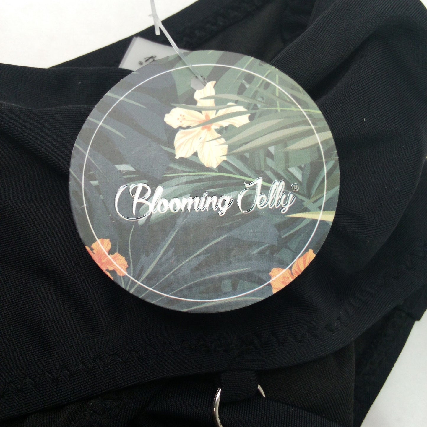 Blooming Jelly Black Twist‑Front Bikini Swim Top Women’s Size Large