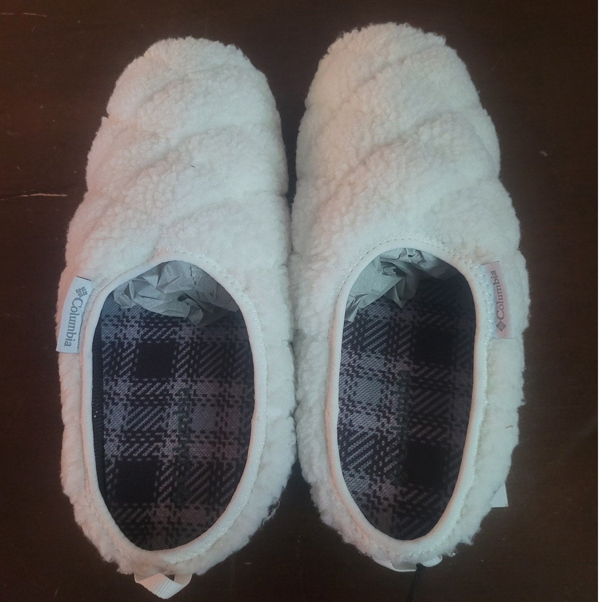 Columbia Cozy Cabin Camper – Sea Salt/Sedona Sage, Women’s 12, Omni-Heat Slip-On