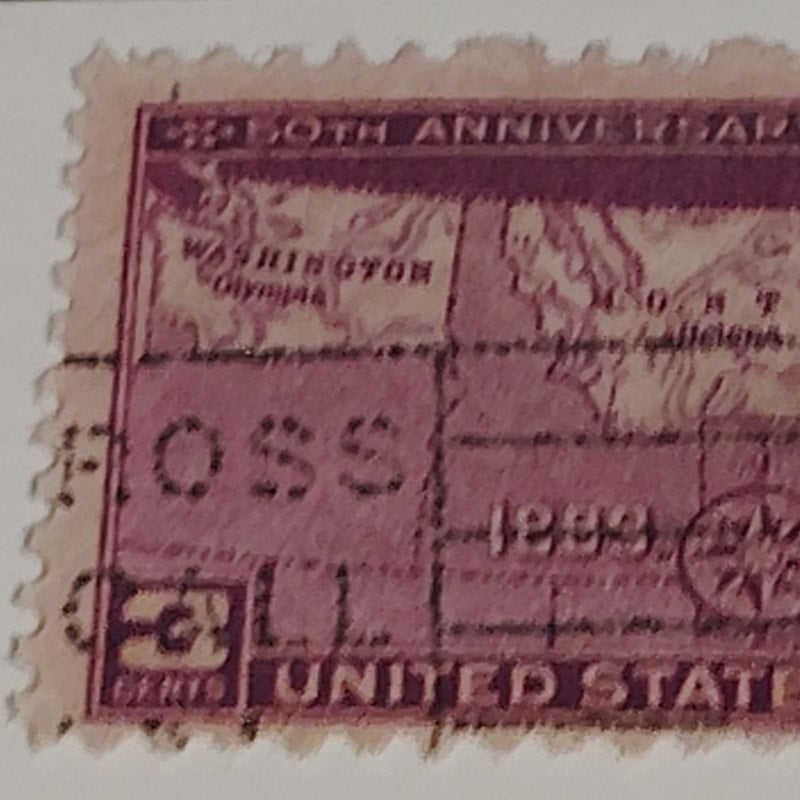 1939 3¢ Statehood Anniversary Stamp – Scott 858 – ND SD MT WA – Canceled