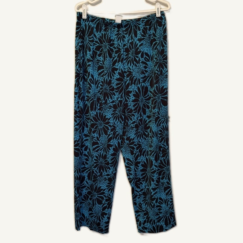 Lane Bryant Salon Studio 3-Piece Teal Floral Tank Pants Cardigan Set L/14-16