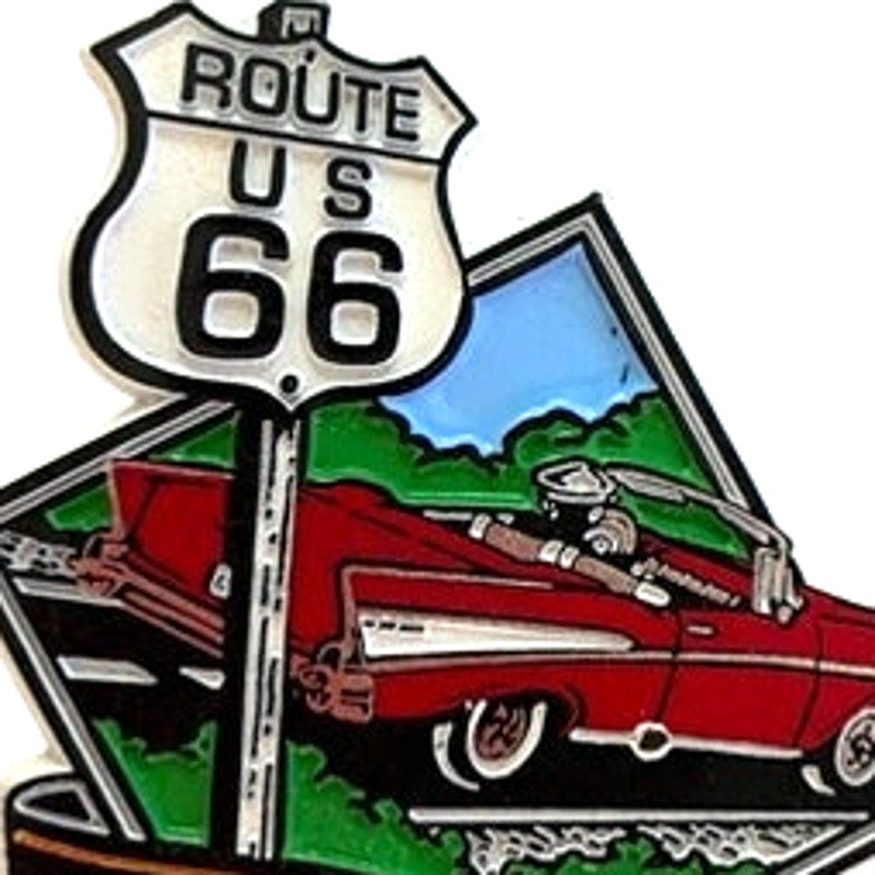Route 66 Illinois 3D Flexible Rubber Magnet 1957 Chevy Bel Air 3‑1/4" × 3"