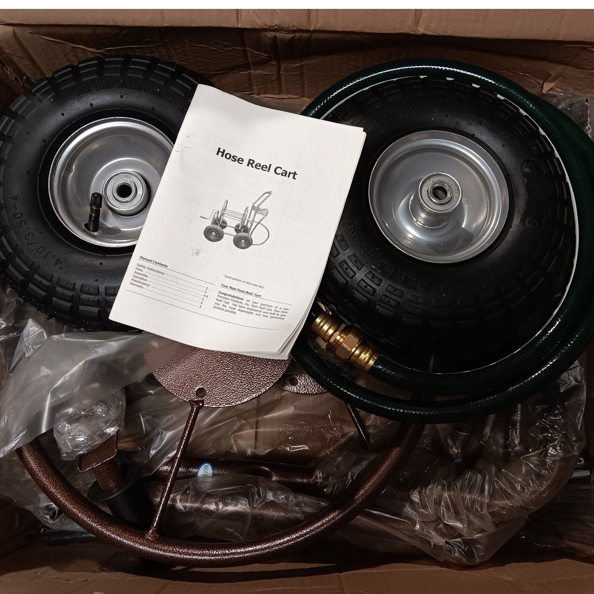 Outdoors Metal Hose Reel Cart w/ Wheels Heavy Duty Hose Caddie 250ft Capacity