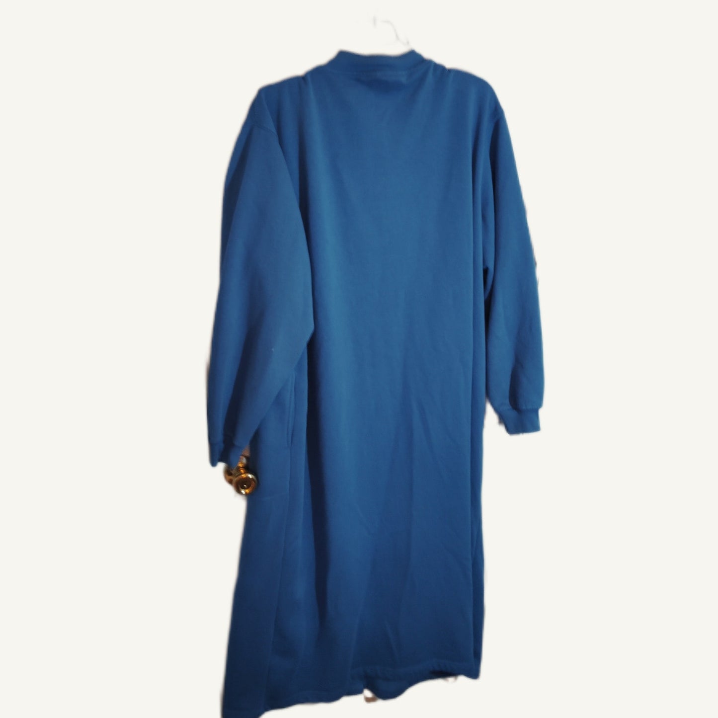 Blair Women's Vintage Heavy Flannel Snap Front Robe Blue Large Soft Plush