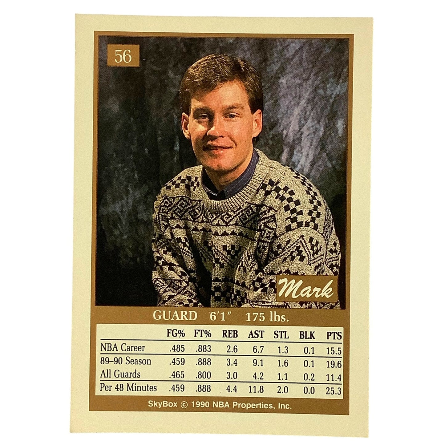 Mark Price, Card #56, Cleveland Cavs (Cavaliers), 1990 NBA Skybox NM+