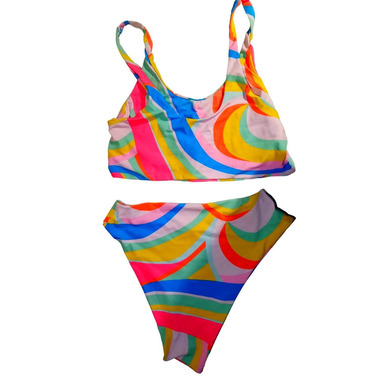 ZAFUL High-Waisted Bikini Scoop Neck Swimwear Two Pieces Bathing Suit XXL (12)