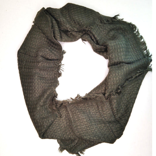 Lucky Leaf Infinity Scarf w/ Tassels Lightweight 100% Acrylic,  Solid Green