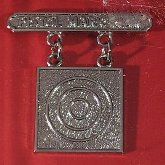 Qualification Badge, Pistol Marksman 1-3/8"H x 1-1/2"W,
