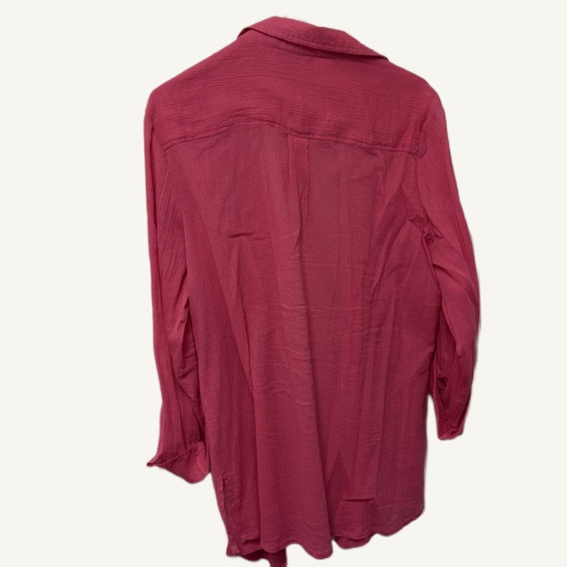Appleseed's TQC Shop Pink Leaf Print Top XL & Solid Cardigan L 2-Piece Set