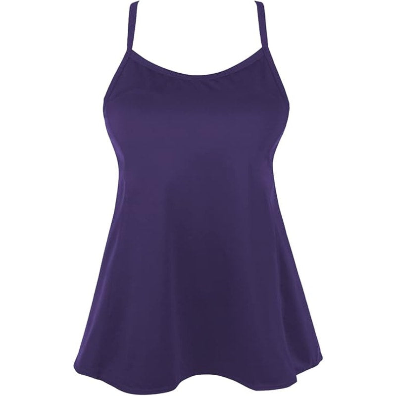 JINXUEER Flowy Crossback Tankini Top Modest Swimwear, Purple, Size 14, Top Only