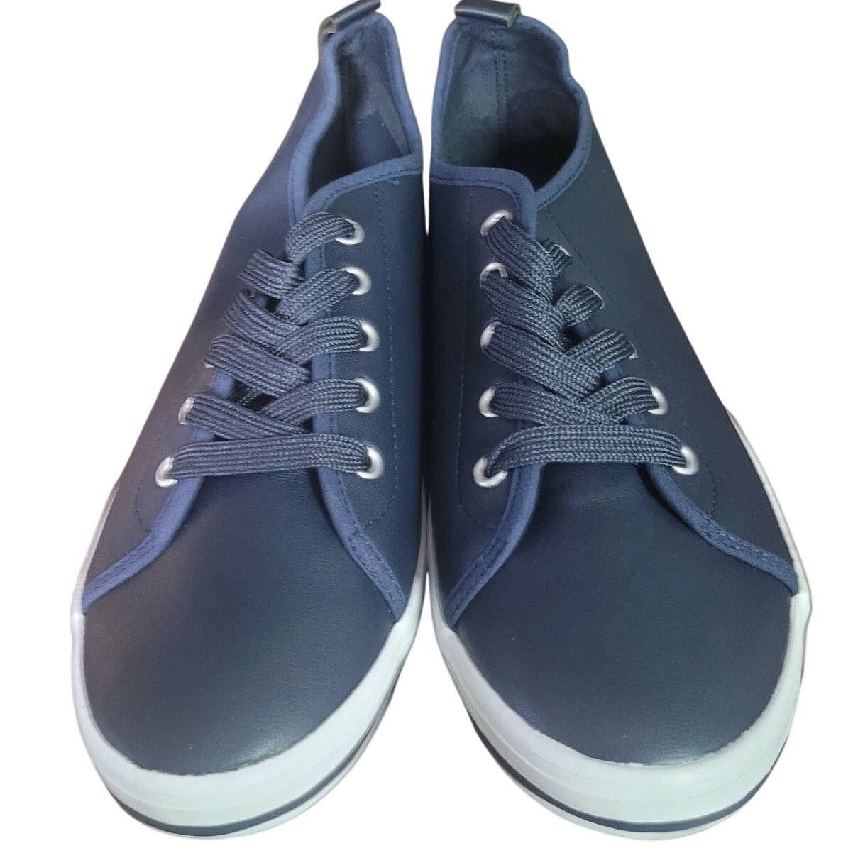 EVANS Women’s Navy Sneaker – Wide Fit, Metallic Sheen, Size 10W