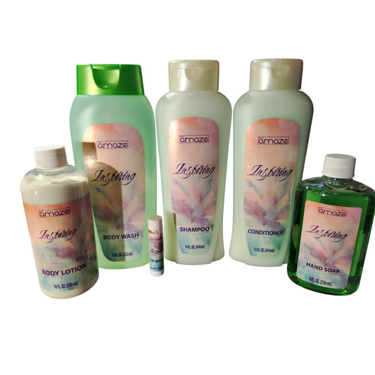 6 PCS Amaze Inspiring Bathroom Amenities Set, Shampoo, Conditioner, Balm, Soaps