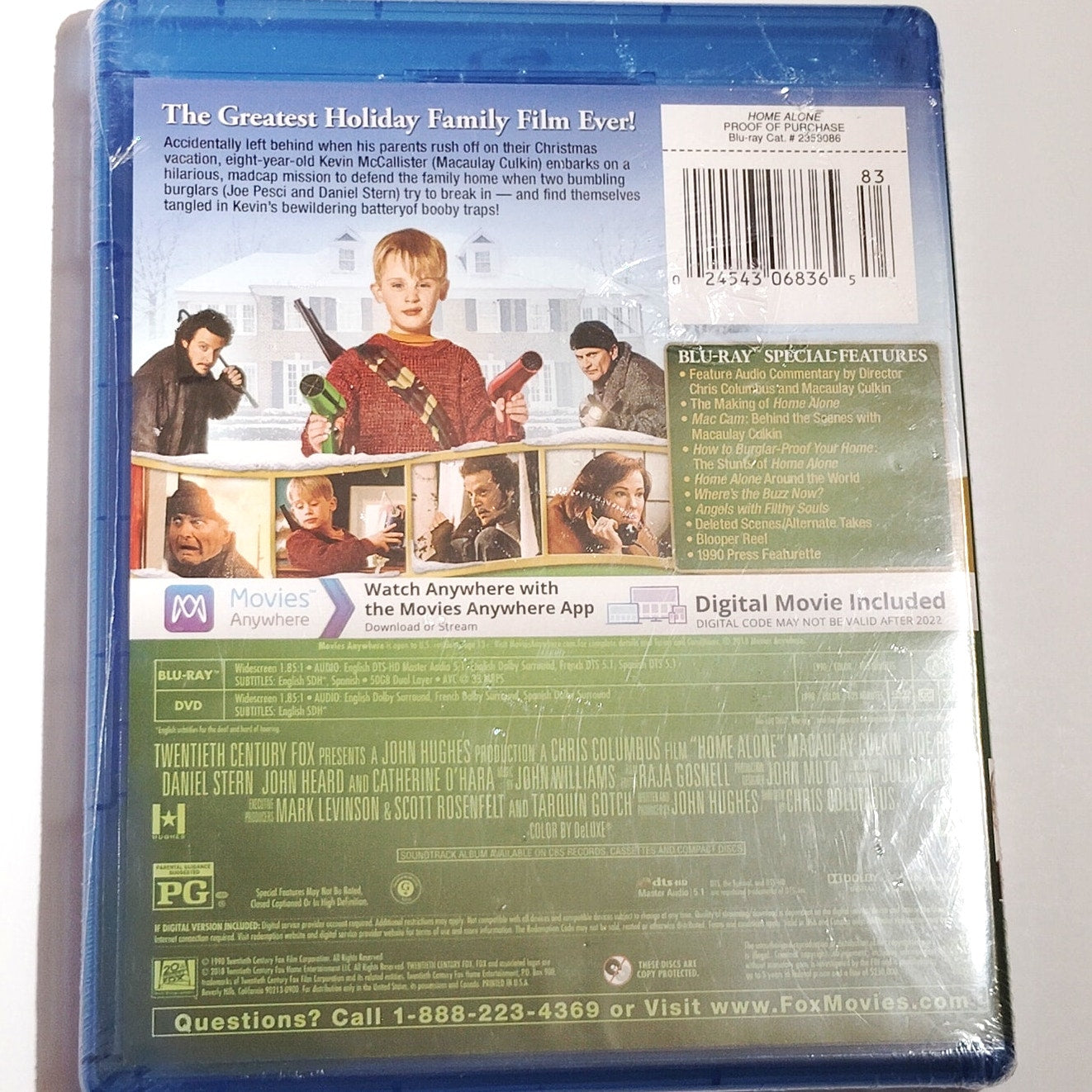 Home Alone 1990 Blu‑ray DVD Combo Pack Holiday Comedy Macaulay Culkin