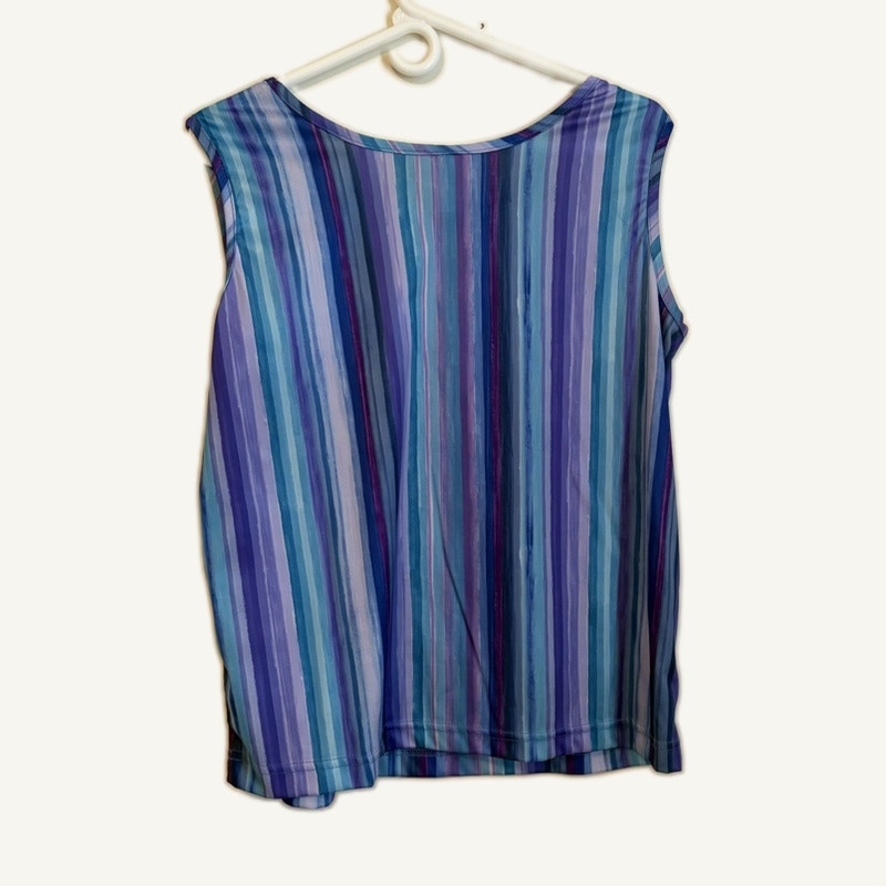 Blair Style Studio 3-Piece Purple & Blue Outfit Set - Tank, Button-Up, Pants L