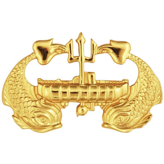Navy Officers Deep Submergence Insignia Badge Pin, 1-7/16"W x 3/4"H, Bright Gold