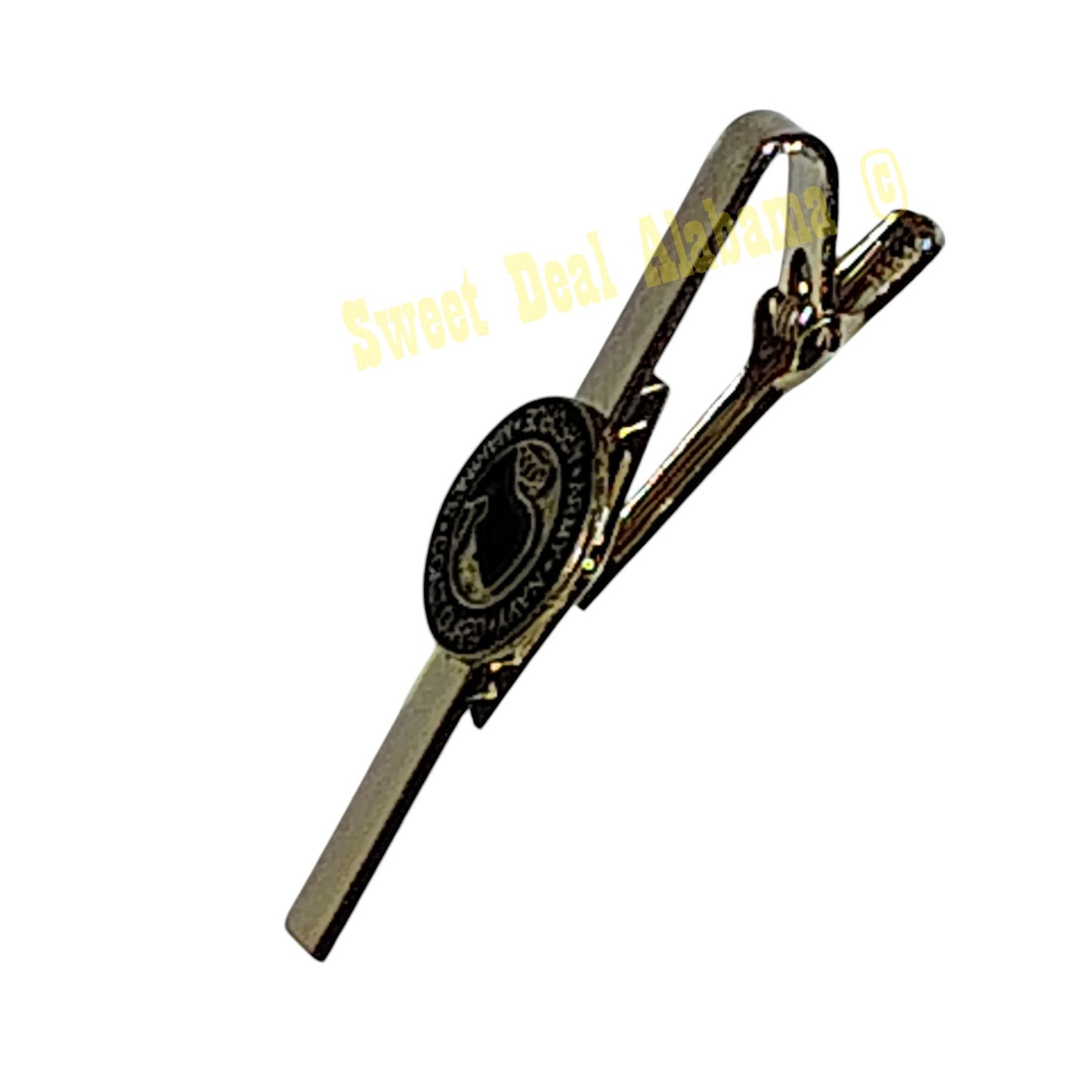POW Joint Services/Branches Tie Bar Clip 2-1/2"L, Emblems 3/4"D, Gold Finish Bar
