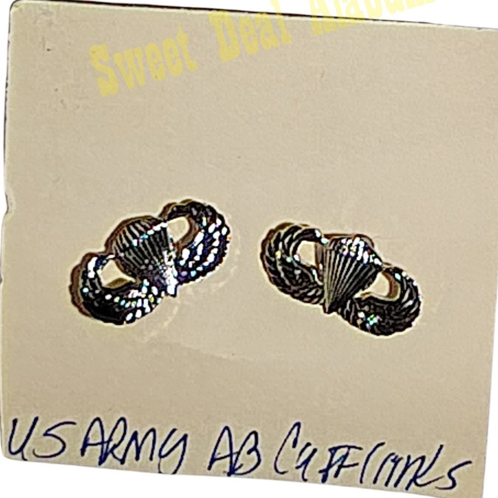 Army Airborne Parachutist - Jump Wings - Cufflinks, Mirror Finish, 7/8"W x 1/2"H