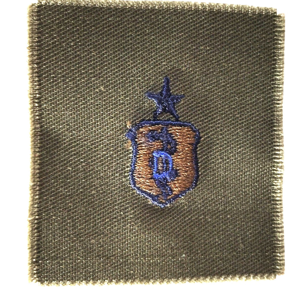 Vintage Senior Dental Device Insignia – 2" x 2" Sew-On Patch, Navy Blue Embroidery on ODG Twill