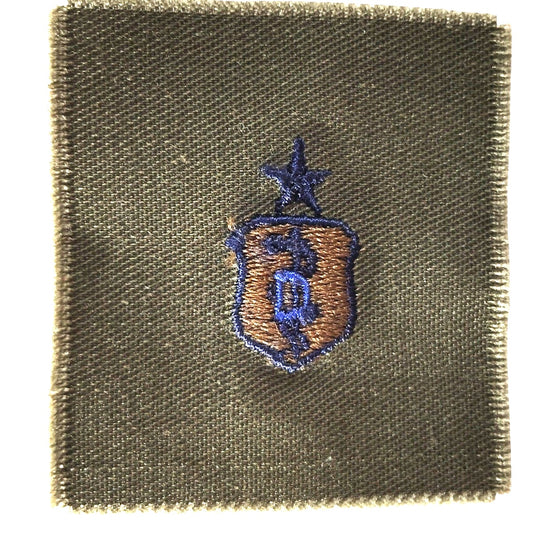 Vintage Senior Dental Device Insignia – 2" x 2" Sew-On Patch, Navy Blue Embroidery on ODG Twill