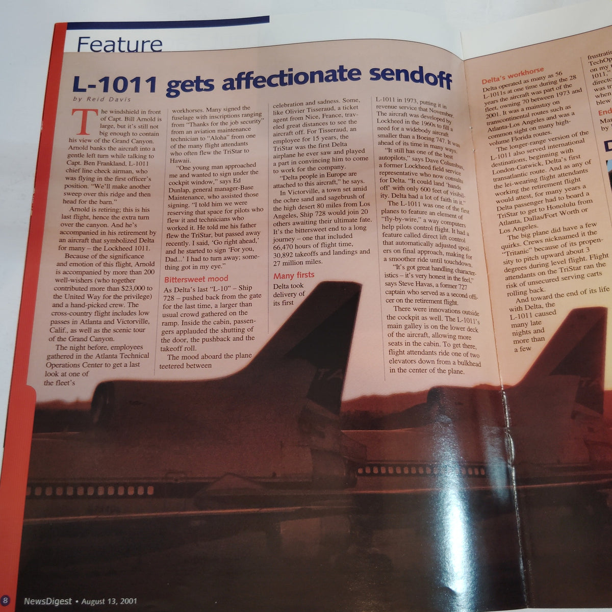 Delta News Digest Magazine 08/13/2001 - Alitalia Italy Pulls Into View