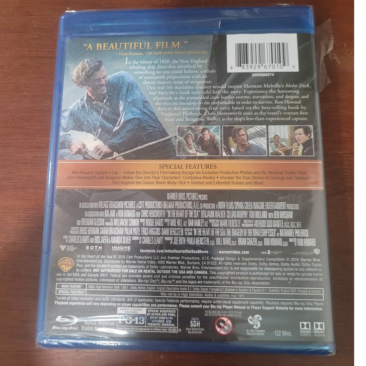 the Heart of the Sea Blu-ray DVD Chris Hemsworth Survival Drama Adventure 2015