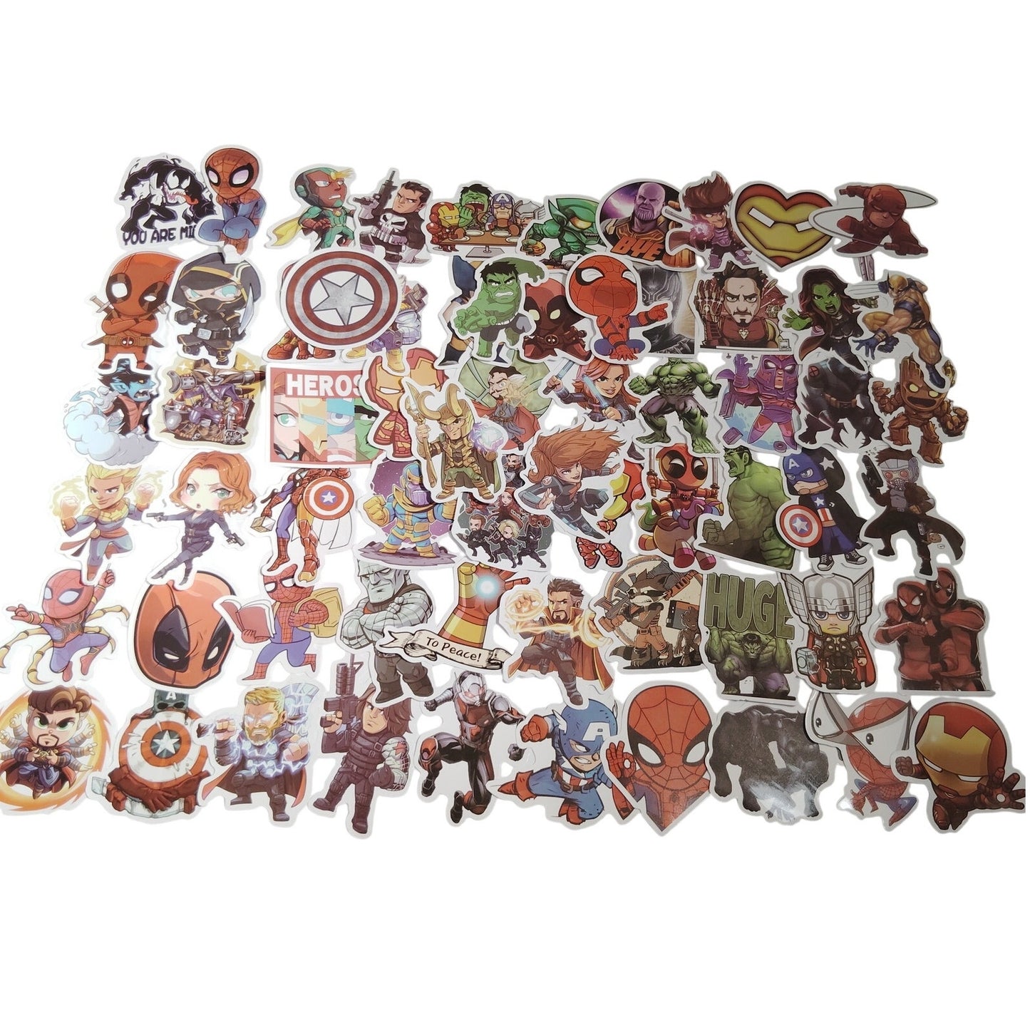 130‑Pc Marvel Chibi Vinyl Sticker Pack Waterproof Laptop Water Bottle Decals