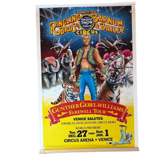 1988 Ringling Bros. Gunther Gebel-Williams Farewell Tour Poster 39" x 26"