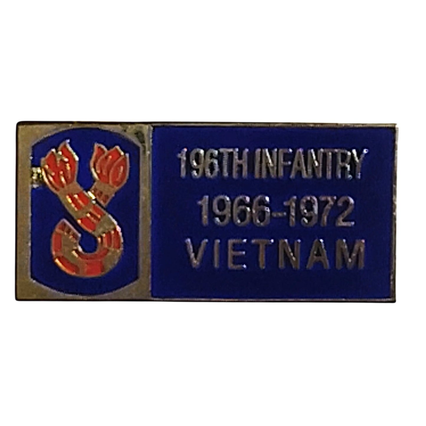 196th Infantry Brigade Vietnam Veteran Novelty Hat Lapel Pin, 1"W × 1/2"H