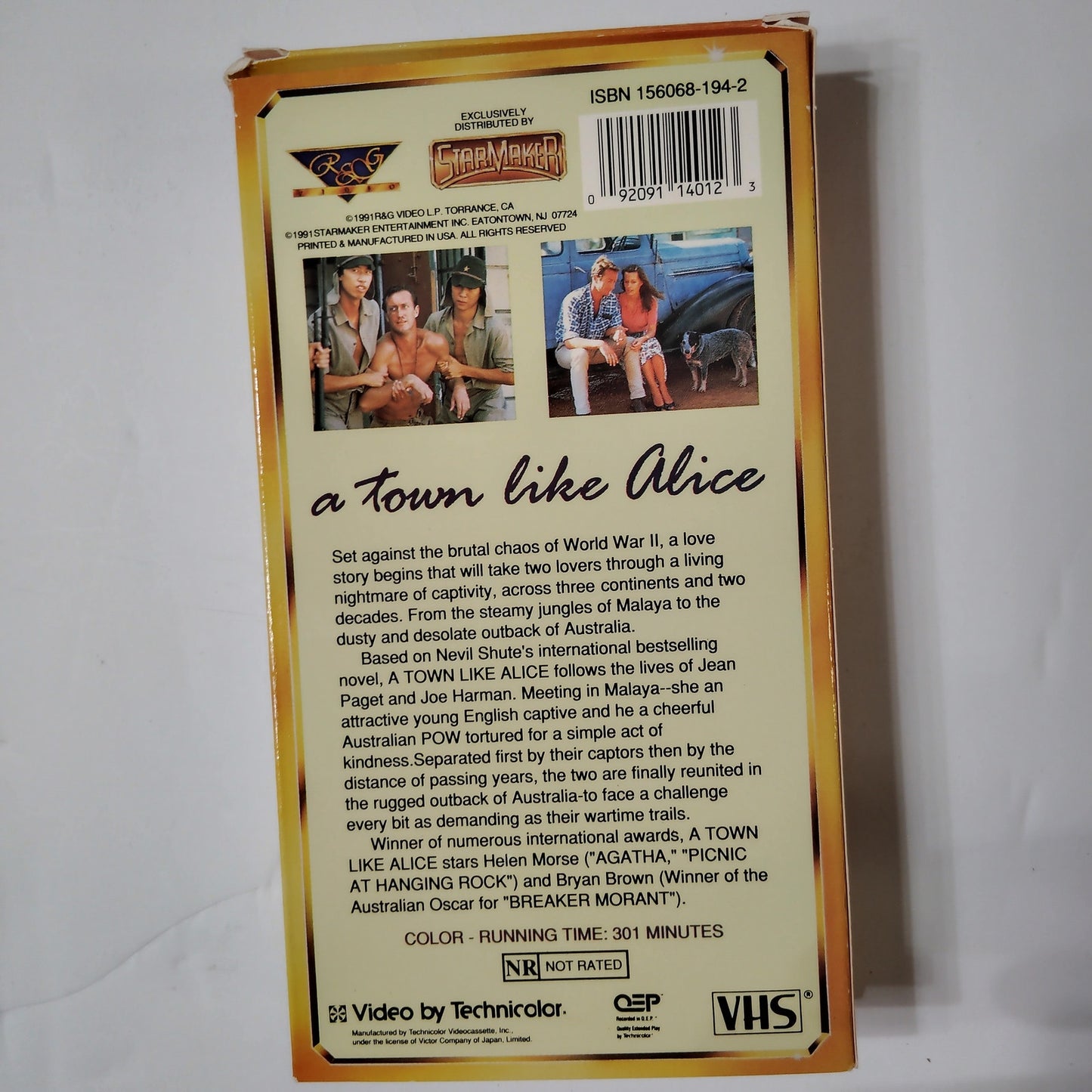 A Town Like Alice VHS 1991 Bryan Brown Helen Morse WWII Drama Classic CBS/Fox